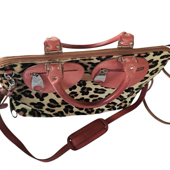 Tangaroa By Terrida Leopard Print Bag with Orange Accents. - Picture 5 of 16
